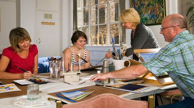 The Big Draw: adults at a painting lesson